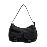 Maxbell Women's Shoulder Bag Tote Adjustable Strap Retro Aesthetic Casual Hobo Purse black
