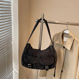 Maxbell Women's Shoulder Bag Tote Adjustable Strap Retro Aesthetic Casual Hobo Purse black