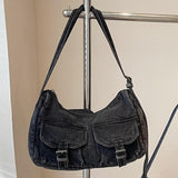 Maxbell Women's Shoulder Bag Tote Adjustable Strap Retro Aesthetic Casual Hobo Purse black