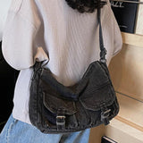 Maxbell Women's Shoulder Bag Tote Adjustable Strap Retro Aesthetic Casual Hobo Purse black