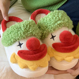 Maxbell Fuzzy Slippers Soft Cozy Girls Women Winter Clown House Slippers for Indoor 40 41
