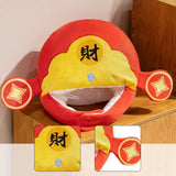 Maxbell Cute Plush Hat God of Wealth Soft Funny Headgear for Halloween Event Cosplay