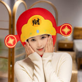 Maxbell Cute Plush Hat God of Wealth Soft Funny Headgear for Halloween Event Cosplay
