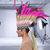 Maxbell Chief Indian Headdress Artificial Feather Hat for Show Role Playing Festival