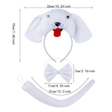 Maxbell Animal Headband Tail Bowtie Set Party Cosplay Prop for Dress up White