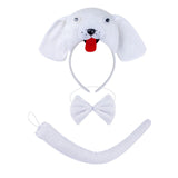 Maxbell Animal Headband Tail Bowtie Set Party Cosplay Prop for Dress up White