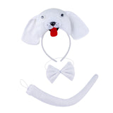 Maxbell Animal Headband Tail Bowtie Set Party Cosplay Prop for Dress up White