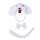 Maxbell Animal Headband Tail Bowtie Set Party Cosplay Prop for Dress up White