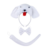 Maxbell Animal Headband Tail Bowtie Set Party Cosplay Prop for Dress up White