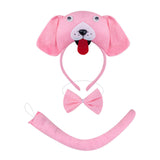 Maxbell Animal Headband Tail Bowtie Set Party Cosplay Prop for Dress up Pink