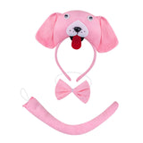 Maxbell Animal Headband Tail Bowtie Set Party Cosplay Prop for Dress up Pink