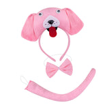 Maxbell Animal Headband Tail Bowtie Set Party Cosplay Prop for Dress up Pink