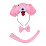 Maxbell Animal Headband Tail Bowtie Set Party Cosplay Prop for Dress up Pink