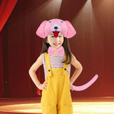 Maxbell Animal Headband Tail Bowtie Set Party Cosplay Prop for Dress up Pink