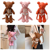 Maxbell Skeleton Bear Backpack Cartoon Female Daypack for Party Travel Creative Gift Pink