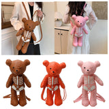 Maxbell Skeleton Bear Backpack Cartoon Female Daypack for Party Travel Creative Gift Pink