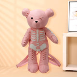 Maxbell Skeleton Bear Backpack Cartoon Female Daypack for Party Travel Creative Gift Pink