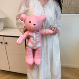 Maxbell Skeleton Bear Backpack Cartoon Female Daypack for Party Travel Creative Gift Pink