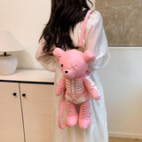Maxbell Skeleton Bear Backpack Cartoon Female Daypack for Party Travel Creative Gift Pink