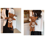 Maxbell Skeleton Bear Backpack Cartoon Female Daypack for Party Travel Creative Gift Brown