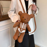 Maxbell Skeleton Bear Backpack Cartoon Female Daypack for Party Travel Creative Gift Brown