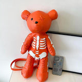 Maxbell Skeleton Bear Backpack Cartoon Female Daypack for Party Travel Creative Gift Orange