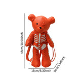 Maxbell Skeleton Bear Backpack Cartoon Female Daypack for Party Travel Creative Gift Orange