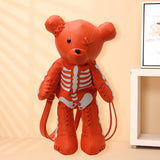 Maxbell Skeleton Bear Backpack Cartoon Female Daypack for Party Travel Creative Gift Orange