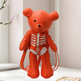 Maxbell Skeleton Bear Backpack Cartoon Female Daypack for Party Travel Creative Gift Orange