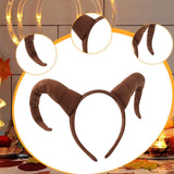 Maxbell Antelope Horns Headband Unique Hair Band for Festival Masquerade Theme Party Brown