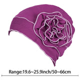 Maxbell Turban Breathable Winter Gift Flower Cap Casual Sleep Cap for Cancer Patient Purple
