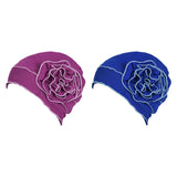 Maxbell Turban Breathable Winter Gift Flower Cap Casual Sleep Cap for Cancer Patient Purple
