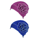 Maxbell Turban Breathable Winter Gift Flower Cap Casual Sleep Cap for Cancer Patient Purple