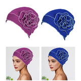 Maxbell Turban Breathable Winter Gift Flower Cap Casual Sleep Cap for Cancer Patient Purple