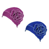 Maxbell Turban Breathable Winter Gift Flower Cap Casual Sleep Cap for Cancer Patient Purple