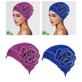 Maxbell Turban Breathable Winter Gift Flower Cap Casual Sleep Cap for Cancer Patient Purple