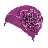 Maxbell Turban Breathable Winter Gift Flower Cap Casual Sleep Cap for Cancer Patient Purple