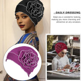 Maxbell Turban Breathable Winter Gift Flower Cap Casual Sleep Cap for Cancer Patient Purple