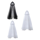 Maxbell Halloween Cloak Full Length Gothic Tulle Cape for Club Punk Party Photo Prop black