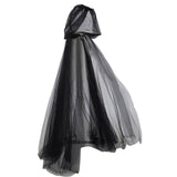 Maxbell Halloween Cloak Full Length Gothic Tulle Cape for Club Punk Party Photo Prop black
