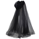 Maxbell Halloween Cloak Full Length Gothic Tulle Cape for Club Punk Party Photo Prop black