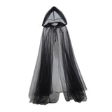 Maxbell Halloween Cloak Full Length Gothic Tulle Cape for Club Punk Party Photo Prop black