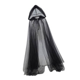 Maxbell Halloween Cloak Full Length Gothic Tulle Cape for Club Punk Party Photo Prop black