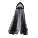 Maxbell Halloween Cloak Full Length Gothic Tulle Cape for Club Punk Party Photo Prop black