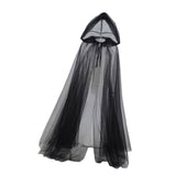Maxbell Halloween Cloak Full Length Gothic Tulle Cape for Club Punk Party Photo Prop black
