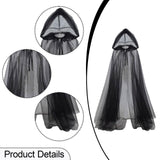 Maxbell Halloween Cloak Full Length Gothic Tulle Cape for Club Punk Party Photo Prop black