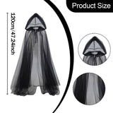 Maxbell Halloween Cloak Full Length Gothic Tulle Cape for Club Punk Party Photo Prop black