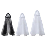 Maxbell Halloween Cloak Full Length Gothic Tulle Cape for Club Punk Party Photo Prop black