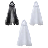 Maxbell Halloween Cloak Full Length Gothic Tulle Cape for Club Punk Party Photo Prop black