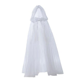 Maxbell Halloween Cloak Full Length Gothic Tulle Cape for Club Punk Party Photo Prop White 180cm